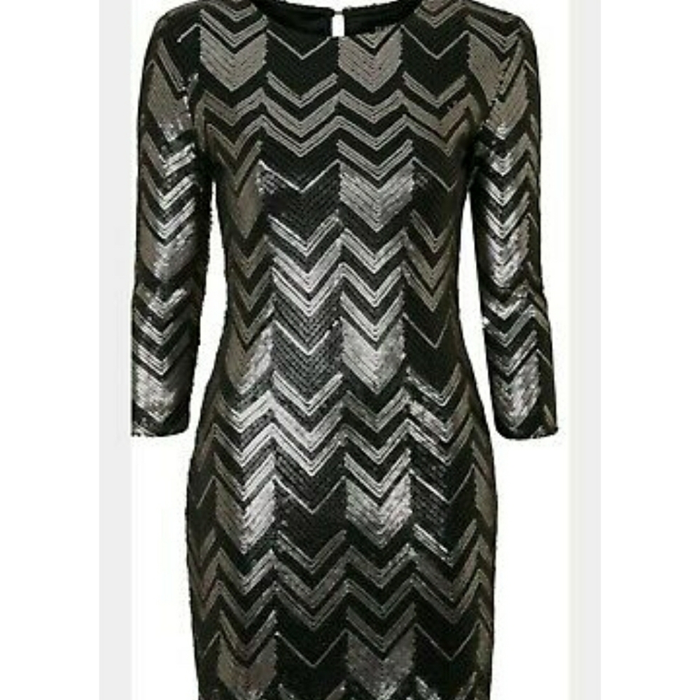 Black/Silver Sequin cocktail dress.